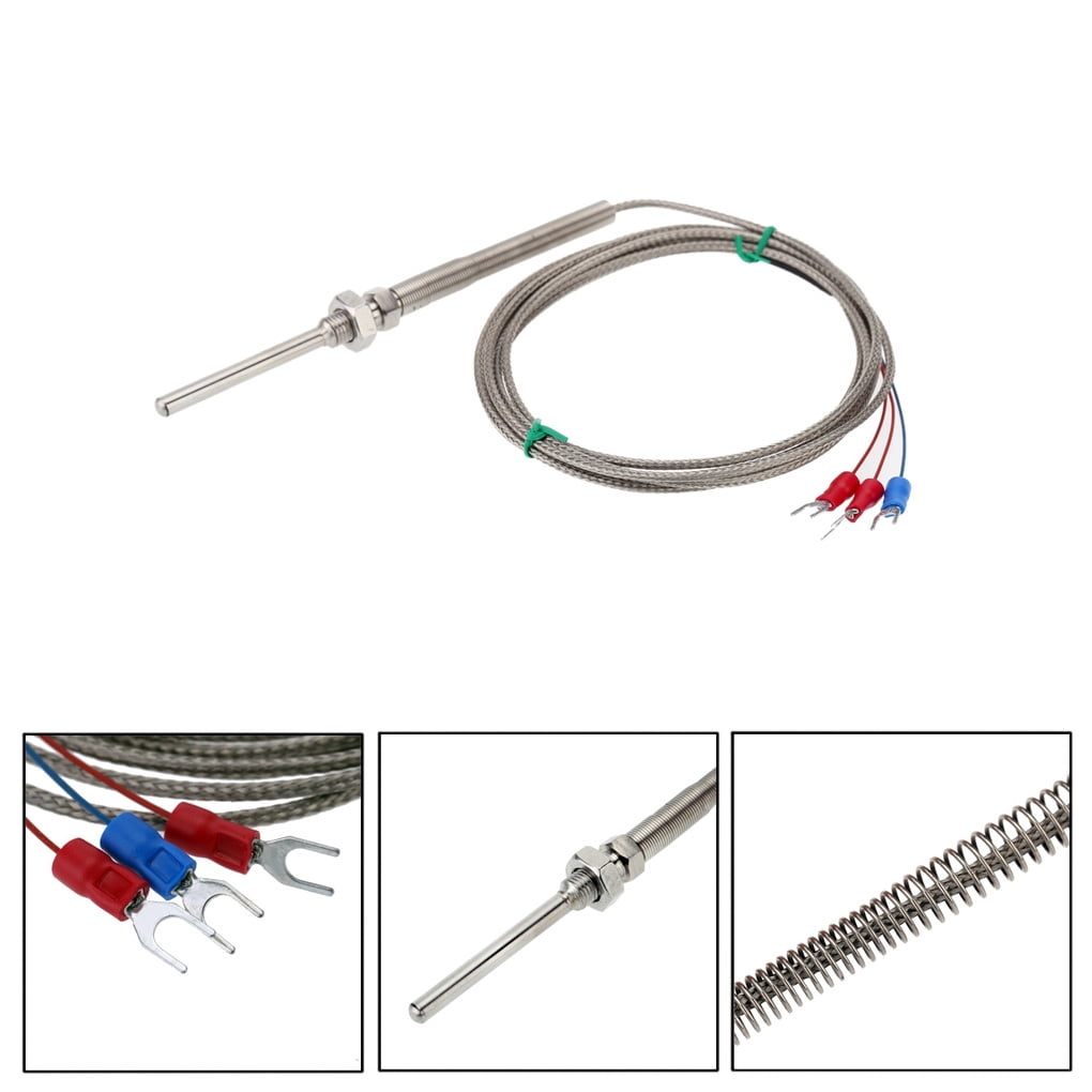 RTD Pt100 Temperature Sensor Stainless Steel Probe 3 Wires 2m Cable 50~450 ℃ 