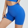 thumbnail image 3 of Lu's Chic Women's High Waisted Active Biker Shorts Yoga Booty Shorts Lightweight Sports Running Workout Blue 12, 3 of 4