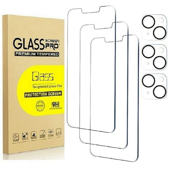 [3+3 Pack] for iPhone 13 Screen Protector and Camera Lens Protector, 9H Hardness HD Tempered Glass Screen Protector for iPhone 13, Easy Installation, Bubble Free
