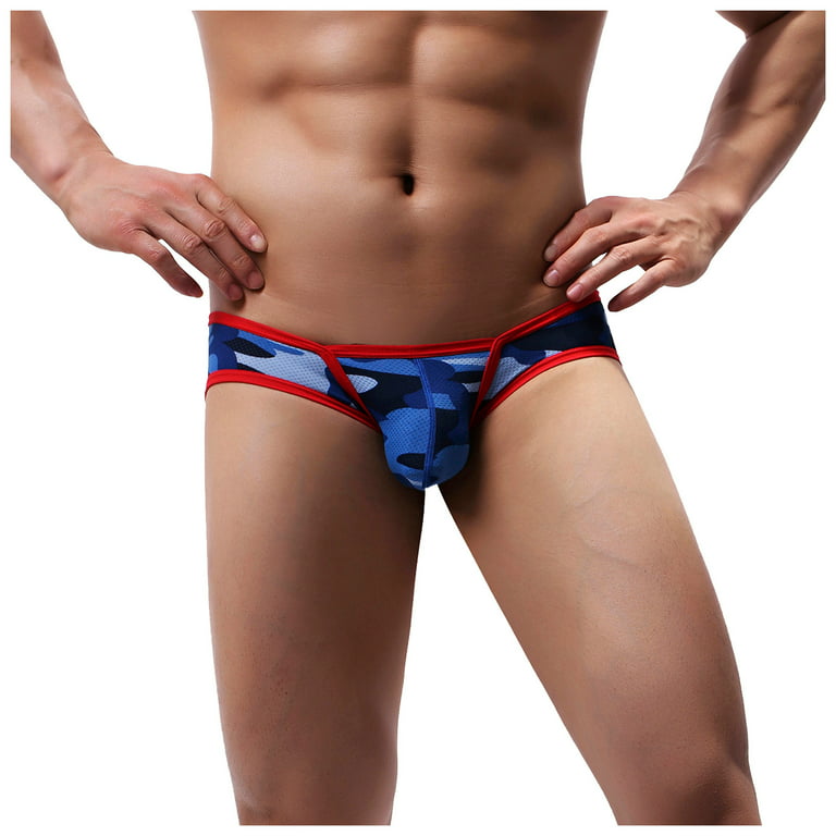 Qcmgmg Men's Underwear Briefs Stretch Camouflage Breathable Low Rise Soft  Pouch Underwear Mens Blue XL 