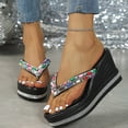 thumbnail image 6 of SCHUHLAND Women's Colorful Gem Wedge Flip Flops, 9cm Super High Chunky Platform Crystal Sandals, Summer Beach Party Slippers, Size 35-43, 6 of 9