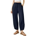 thumbnail image 2 of Women Wide Leg Pants Solid Color Plus Size Baggy Wide-Leg Pants Casual Elastic-Waistband Pocket Pants, 2 of 9