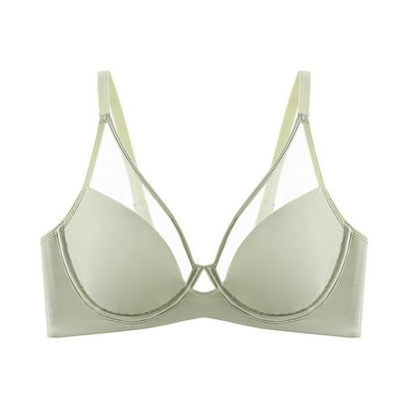 YHGFVOKJ Bras for Women Fashion Casual Smooth Seamless Bra V Neck Fixed Pad Underwire Bra for Women with Support Adjustable Underwear Full Coverage Bras for Women Green 85E