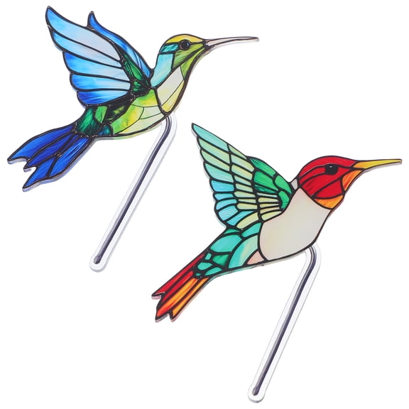Raindrops 2-Pack Acrylic Bird Garden Stakes with Decorative Design for Bonsai Pots and Outdoor Yard Landscaping