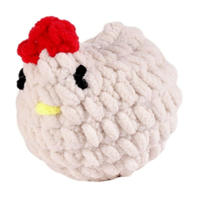 Kits de crochet para principiantes con videotutoriales: Gallina linda, animal de crochet DIY Color sólido