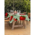 thumbnail image 3 of Outdoor Tablecloths with Umbrella Hole & Zipper, Sage Green Strawberry Tablecloth Rectangle 60x84 Inch, Spring Floral Watercolor Summer Botanical Waterproof Table Cloth, Patio/Pool Table Covers, 3 of 8