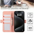 thumbnail image 5 of Phone Case for iPhone 12/12 Pro, Classic RFID Blocking PU Leather Shockproof Kickstand Wallet Case with Credit Card Holder Magnetic Flip Cover Compatible with iPhone 12/12 Pro, Pink, 5 of 7