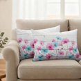 thumbnail image 2 of Pink Blue Flowers Pillow Covers 2 Pack Watercolor Spring Gradient Blue Pink Floral Wooden Grain Pillowcase Waterproof Outdoor Throw Pillow Cover for Patio Balcony Rectangular Cushion 20”x12”, 2 of 9