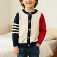 thumbnail image 2 of Tfken Sweater For Boys Crew Neck Long Sleeve Color Block Warm Leisure Cardigan Red Size 7-8 Years, 2 of 4