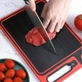 thumbnail image 5 of Multifunctional Kitchen Cutting Board with Knife Sharpener and Dual Sides for Raw and Cooked Foods, Safe Hygienic Prep with Juice Groove and Garlic Crusher for Home(Black),Ccwuwei, 5 of 7