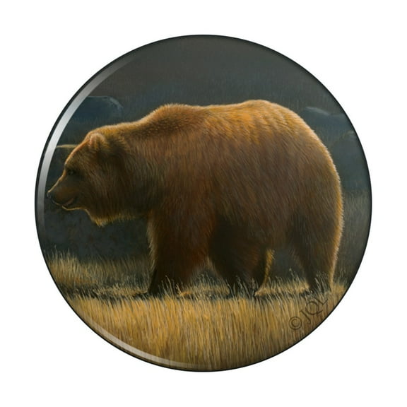 Wandering Grizzly Bear Kitchen Refrigerator Locker Button Magnet