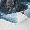 thumbnail image 5 of Feelyou Waterfall Dragon Animal Bed Spread Queen for Men Women, Sky Sunset Mountain Queen Coverlet Set, Grey Orange, 3 Pieces, 5 of 7