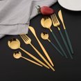 thumbnail image 4 of Juego de vajilla de 16 Uds., vajilla de acero inoxidable, espejo, cena, cubiertos negros, cuchillo, tenedor de fruta, cuchara, cubertería, juego de cocina, 4 of 5