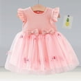 thumbnail image 2 of NOLDARES Toddler Girl Dress Little Girl Clothes Ruffle Sleeveless Floral Striped Summer Spring Casual Dresses(Pink,6-12 Months), 2 of 9