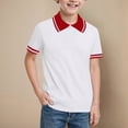 thumbnail image 2 of NIEWTR Boys Uniform Short Sleeve Polo Shirt Classic Collared Top for School and Daily（A01-Red,11-12 Years), 2 of 4