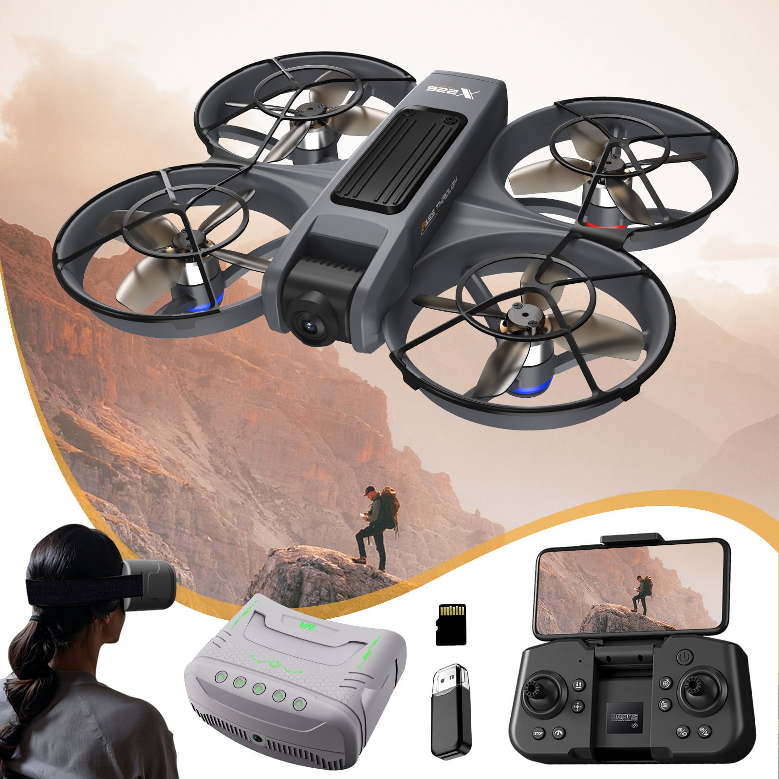 Drone with Camera and VR Glasses, 4K HD with Long Flight Time for Beginners, Kids & Adults