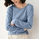 thumbnail image 2 of Sudadera con capucha para mujer,Blusa de punto de color liso para mujer, manga larga, cuello redondo, material acrílico, top informal de moda para uso doméstico y diario, sopatenor, 2 of 9
