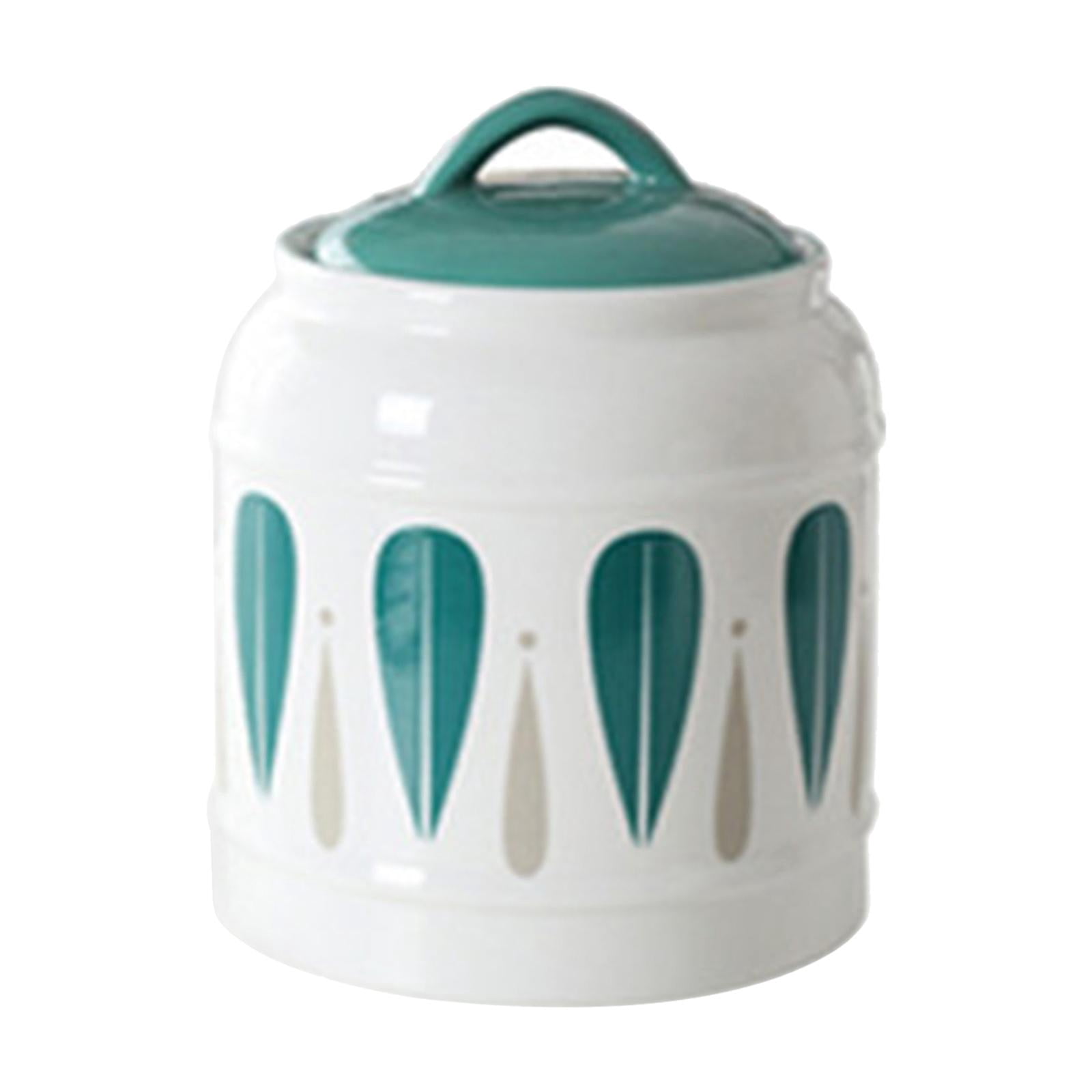 Ceramic Jar with Airtight Lid Food Storage Jar Porcelain Dry Food Container Tea Canister Pet Treat Storage Container for Rice 17cmx20cm