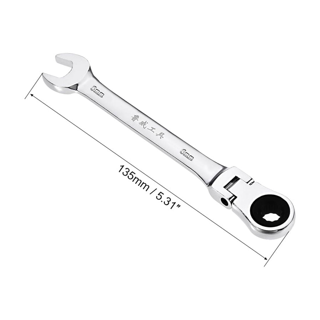 Unique Bargains Flex-Head Ratcheting Wrench Metric 72 Teeth 12 Point Design 6mm