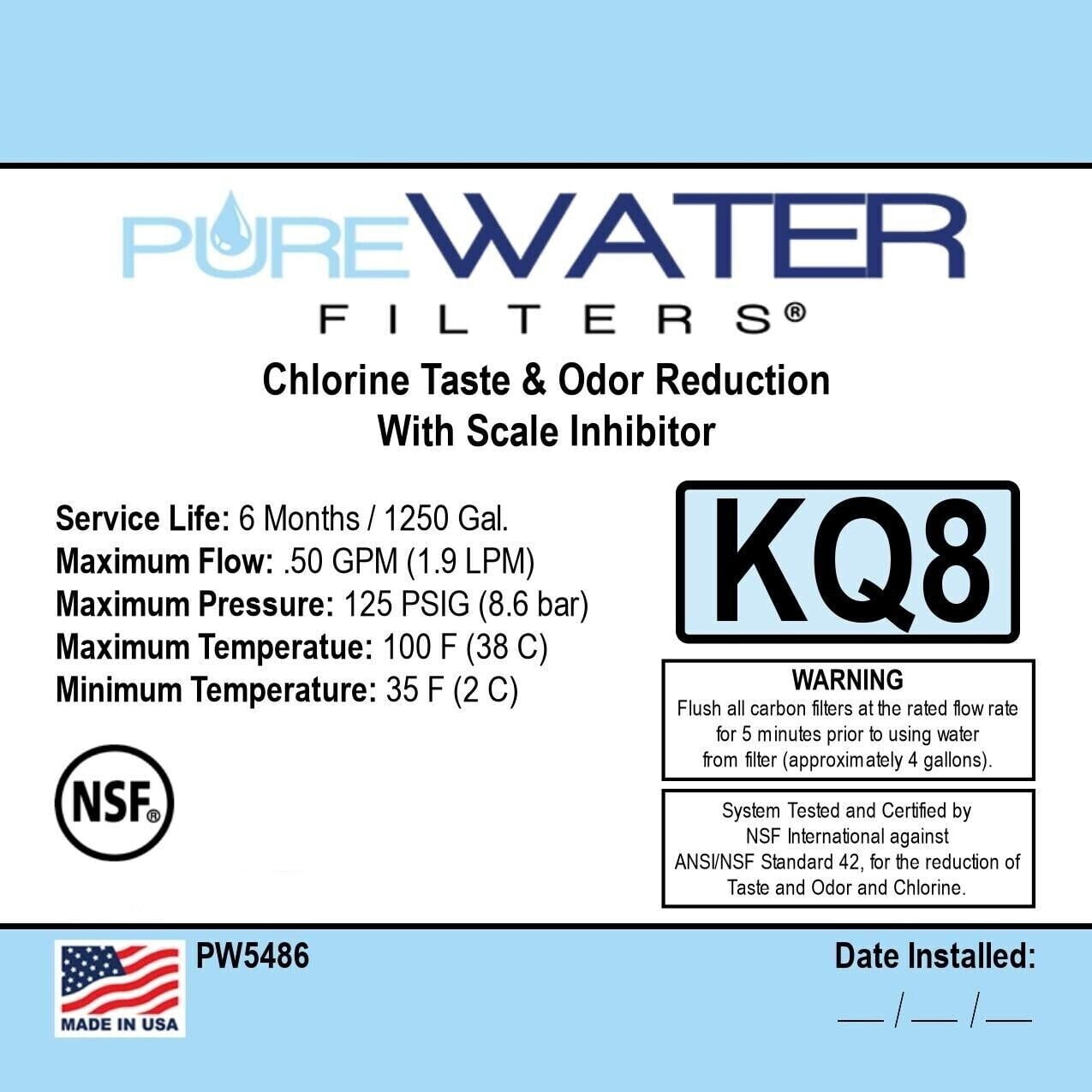 PureWater Filters KQ8 KQ8A Replacement Filter Cartridge for Keurig B150, K150, B150P, K150P, B155, K155, B200, B3000, K3000, B3000SE, K3000SE, K3500, K4000