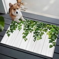 thumbnail image 4 of Dark Green Leaf Bathroom Rug Washable 2x3 Entryway Rug Non Slip Spring Watercolor Plant Wooden Grain Front Door Mat Low Pile Indoor Doormat Throw Floor Carpet for Kitchen Bedroom Entrance, 4 of 8