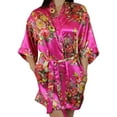 thumbnail image 2 of Women's Floral Satin Kimono Short Bridesmaid Robe With Pockets - Silky Touch, 2 of 5