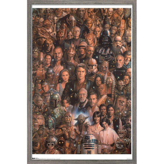 Star Wars: Saga - Character Collage Wall Poster, 14.725" x 22.375", Framed