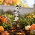 thumbnail image 4 of 2 pcs Halloween Ghost Garden Stake Light Outdoor Yard Stake with Crackle Glass Warm Glow Metal Frame with Witch Hat Bats Stars Pumpkin Decor for Lawn Pathway Porch Spooky Display, 4 of 6
