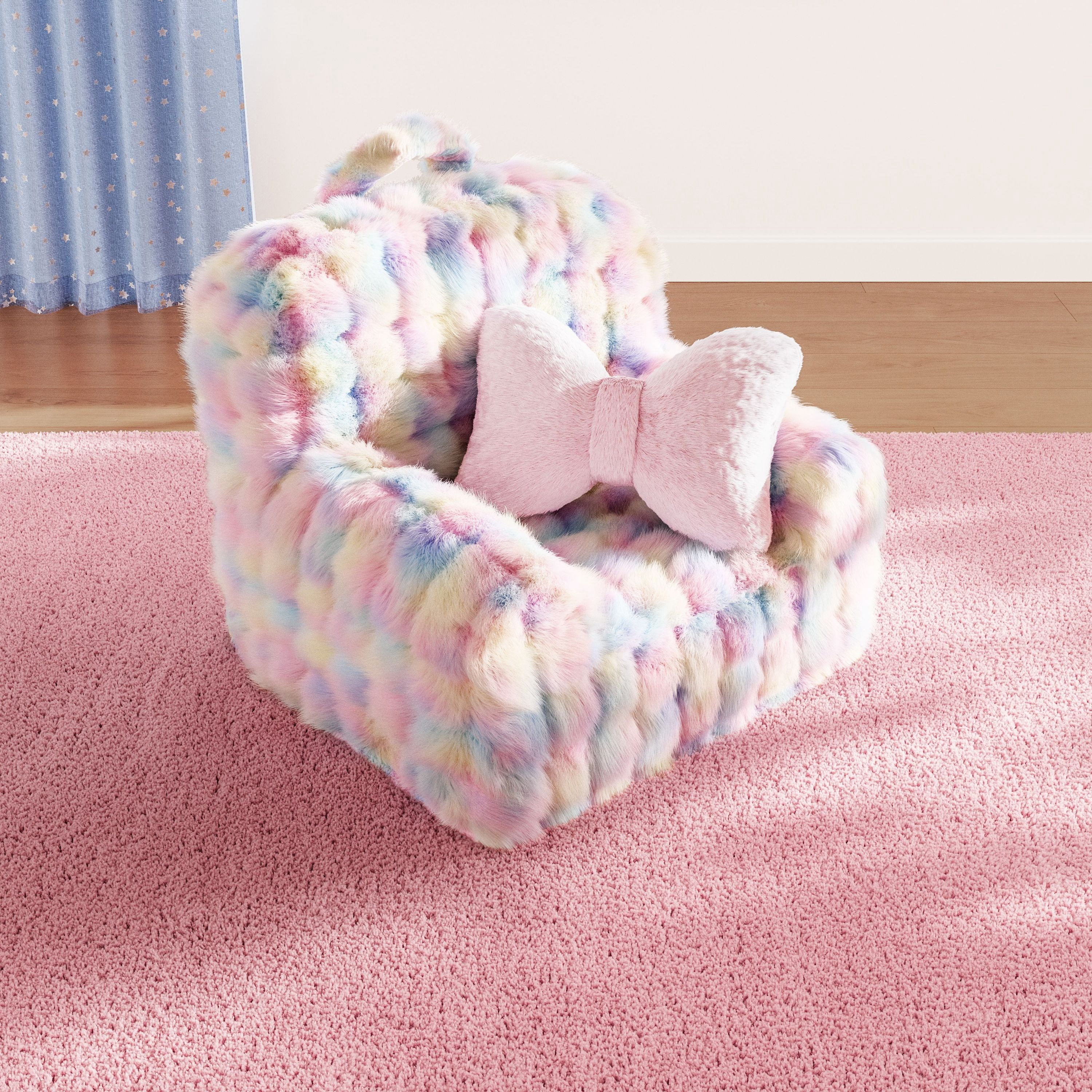 Mainstays Kids Compressed Foam Faux Fur Chair, Multicolor