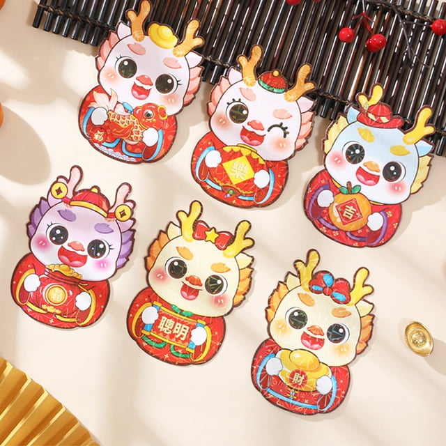 Dvkptbk Luck Money Red Three Dimensional Thickened Red Envelope for The New Year 6Pcs Invitation Cards