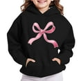 thumbnail image 5 of Posijego Girls Graphic Hoodies Bow Print Casual Long Sleeve Pullover Hooded Oversized Sweatshirts with Pockets, 5 of 6