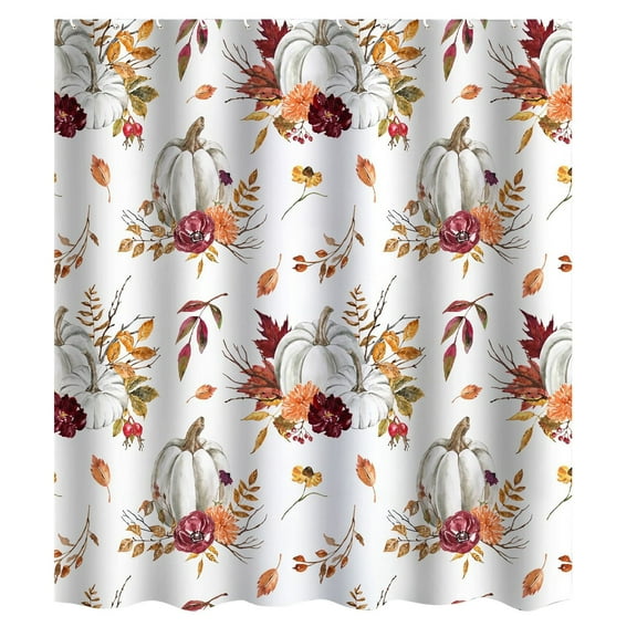 CMrtew Fall Thanksgiving Bathroom Curtain Polyester Shower Curtain Set Printing Shower Curtain Bathroom Autumn Thanksgiving Pumpkin Bathroom Seasonal Bathtub Shower Curtain