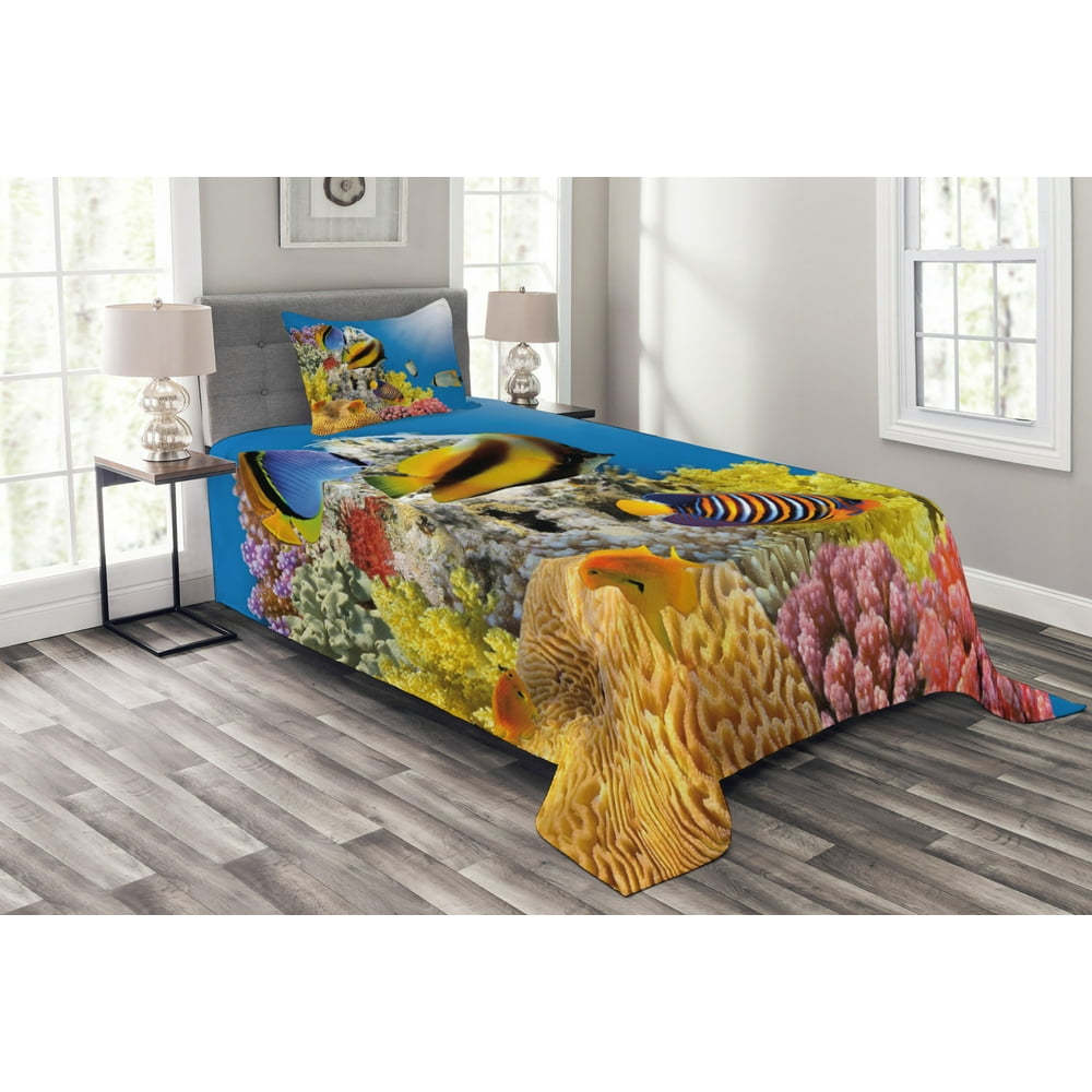 Ocean Bedspread Set, Coral Colony on a Reef Top in Red Sea ...