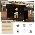 thumbnail image 3 of Kitchen Cart with Adjust Shelves, 53''W Rolling Mobile Kitchen Island with 5 Draws & Rubber Wood Desktop, Kitchen Cart Kitchen Trolley with Storage Cabinet & Lockable Casters for Dining Room, Black, 3 of 7