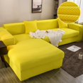 thumbnail image 2 of Funda de sofá universal con combinación de chaise longue en forma de L con todo incluido, funda de sofá de color liso con veta de maíz, sofás para sala de estar y hogar, 2 of 5