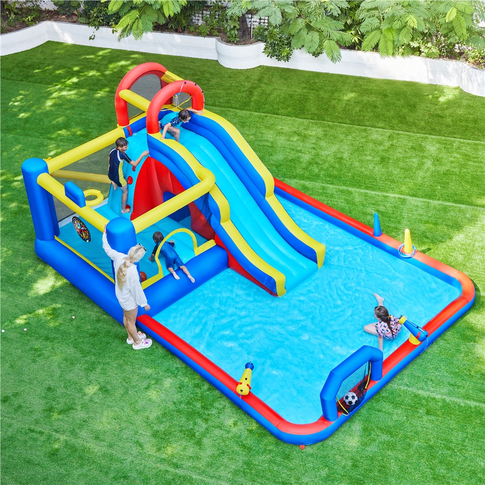 Yaheetech 10-In-1 Inflatable Water Slide with Storage Bag, Blue