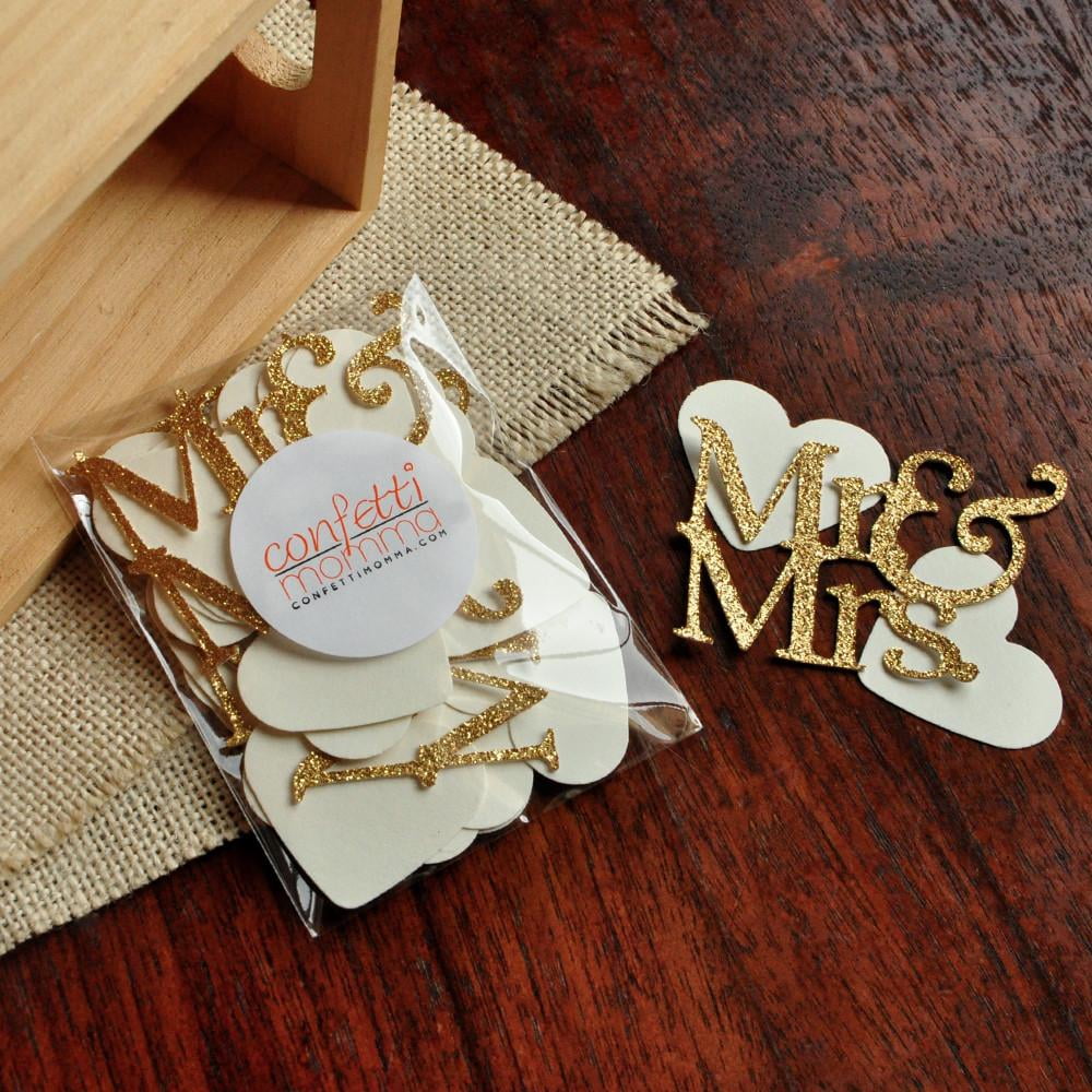 CSC Gold JUST MARRIED Wedding Hearts Table Confetti 14 Gram Party Sprinkles 