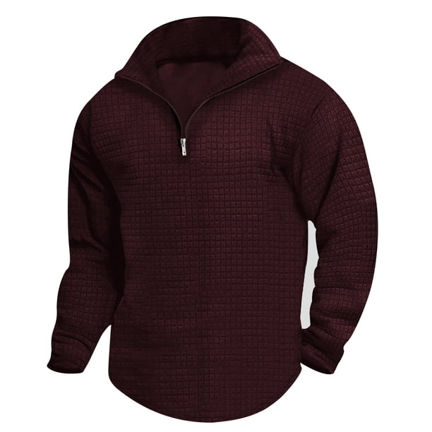 pstuiky Camisas casuales de manga larga para hombre, Camisa de manga larga con cuello alto y cremallera para hombre tops de invierno para hombre xxxl