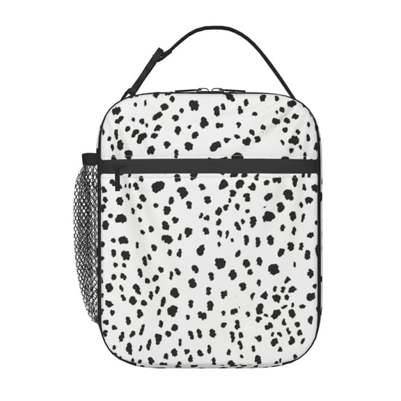 Black And White Dalmatian Spot Dots Lunch Bag Portable Thermal Lunch Box for Men and Women