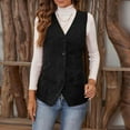 thumbnail image 4 of Women's Button Up Corduroy Vest V Neck Slim Fit Tops with Pockets Sleeveless Trendy Blazer Jackets Lightweight Coats Winter Snap Gilet Warm Outerwear Casual Waistcoats, 4 of 8
