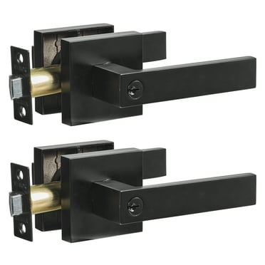 SKYSHALO Door Handle Door Handle 2 PC Black Door Handle Lock and Key Lock Lever