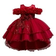 thumbnail image 7 of vigerkar Flower Girl's Long Dress Kids Lace Princess Puff Dress Wedding Birthday Party Dress (RD2, 2-3 Years), 7 of 7