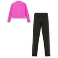 thumbnail image 5 of YONGHS Girls Figure Ice Skating Training Suit Practice Jacket Outerwear with Rhinestones Leggings Set Hot Pink 10, 5 of 6