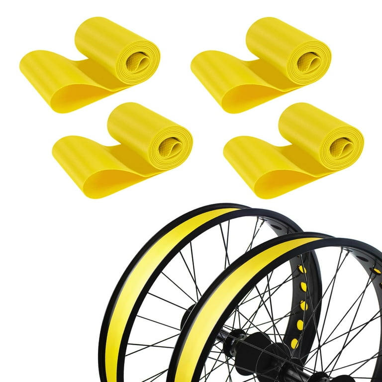 Addmotor 4PCS Rim Strip Rim Tape 26 Fat Tire Liner PVC Inner Tube Cushion Protector Anti Puncture Waterproof for Bikes Yellow