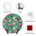 thumbnail image 4 of Picia Tropical Flamingo Pattern Bone China Decorative Plate – Wall Decor with Stand and Adhesive, Elegant Ornament for Living Room, Office, or Entryway-6in, 4 of 6