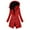 Red, variant on qucoqpe Women's Fashion Quilted Puffer Jacket Solid Color Hooded Long Sleeve Winter Coat for Women