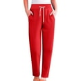 thumbnail image 2 of Audhol Drawstring Pants Women, Women's Lightweight Sports Sweatpants for Autumn and Winter Comfy Work Pants Women Red S, 2 of 8