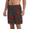 thumbnail image 2 of Kll Red Ladybugs On Dark Background Men'S Casual Summer Beach Shorts Hawaiian Shorts With Pockets-Large, 2 of 9
