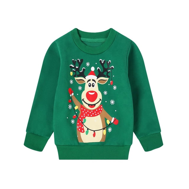 Wangsaura Women Christmas Pullover, Round Neck Print Party Spring Tops