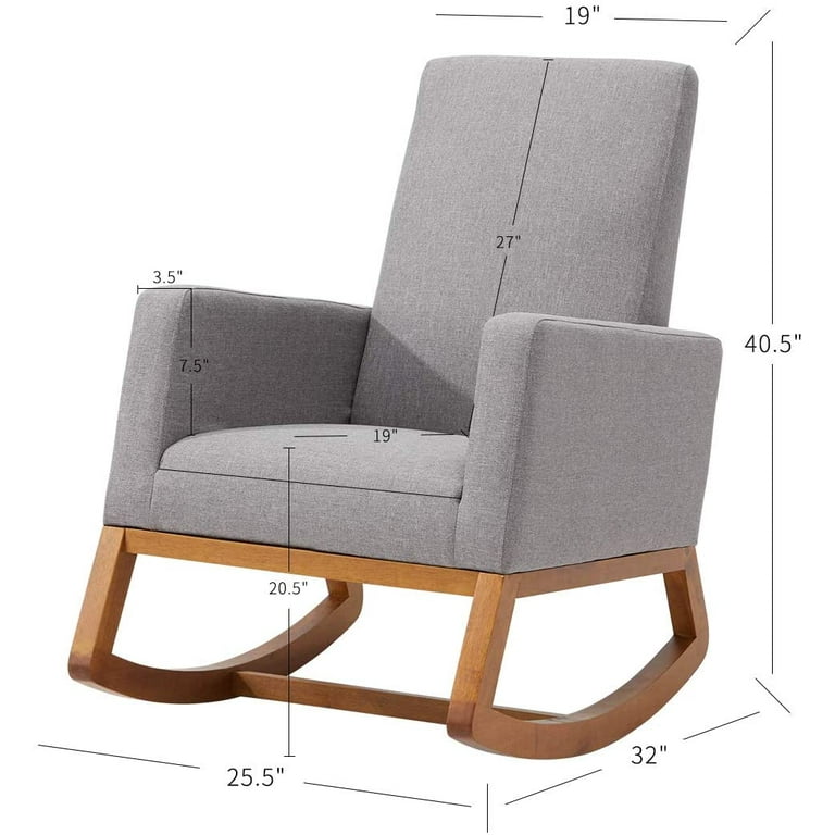 Hommow Rocking Chair with Curved Wood Base Accent Armchair with